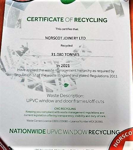 Recycle certificate.