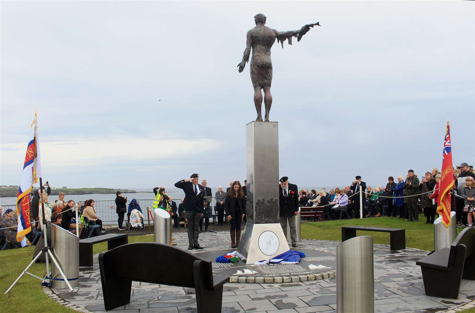Wreath-laying at the Seafarers Memorial during Saturday's ceremony. Picture: Alan Hendry