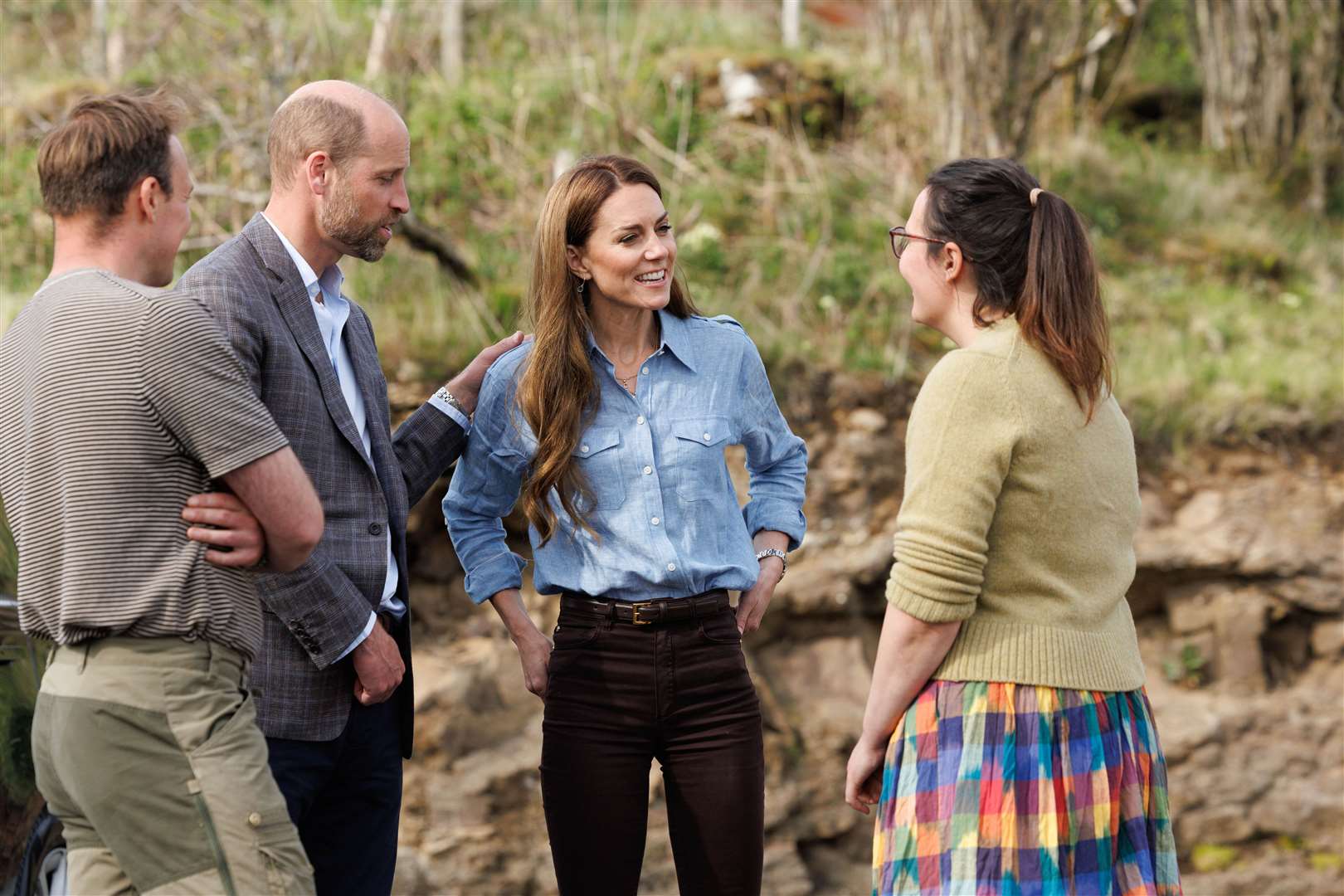William and Kate with croft owner Jeanette Lynn and her husband Jack Shaw (Robert Perry/Daily Mail Scotland/PA)