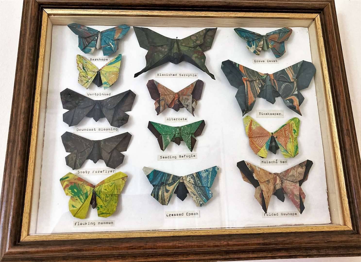 Sir Christopher Spink's origami butterflies.