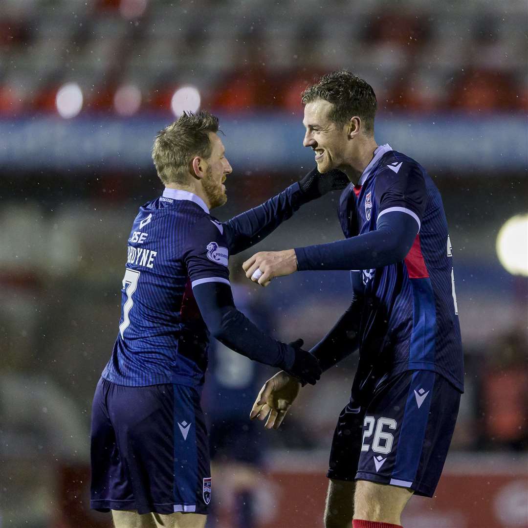 Michael Gardyne's goal from a Jordan White assist was enough to see Ross County seal their Premiership status for another year. Picture: Ken Macpherson