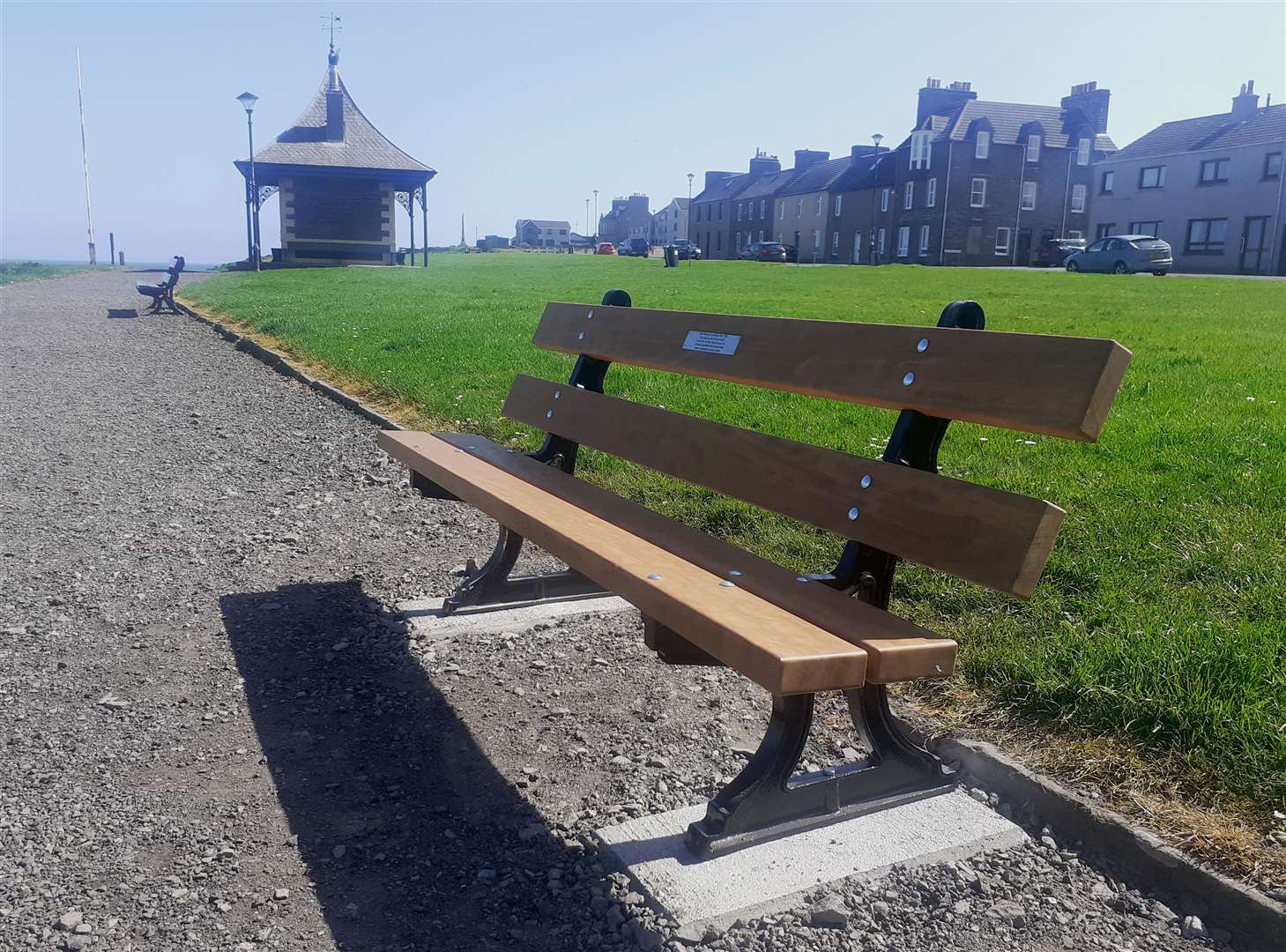 The newly installed bench in memory of David Morrison (1941-2012).