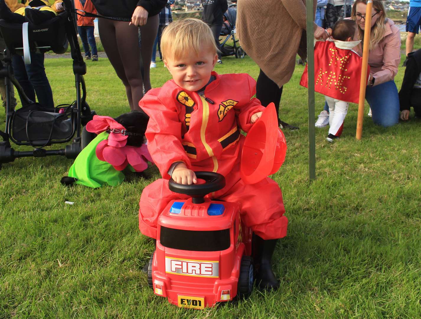 Fireman Luca Campbell (2) was on call for the gala fancy-dress event.