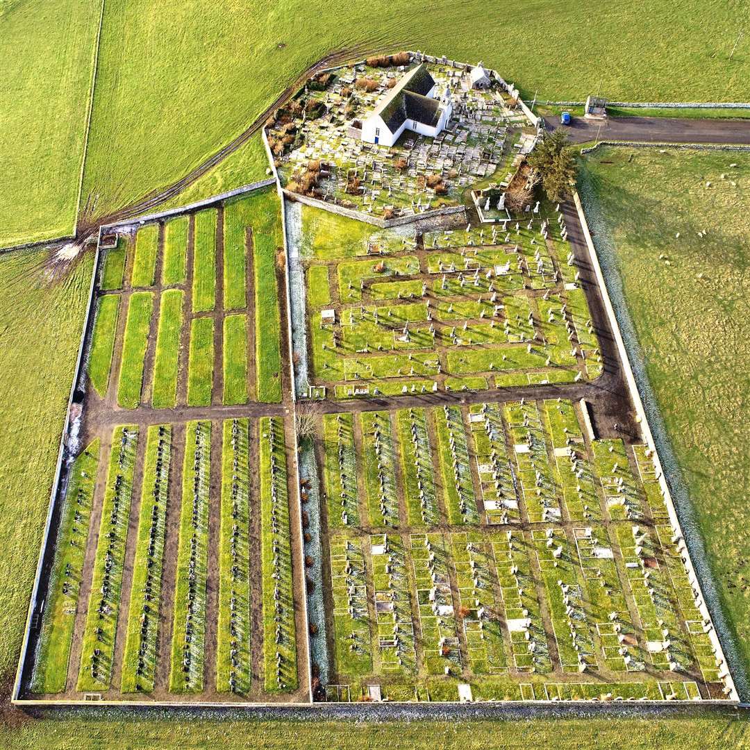 The shape of the older cemetery is markedly different to the newer rectangular one. Pictures: Angus Mackay