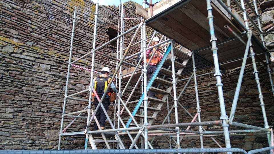 Work in progress today at the Castle of Old Wick. Picture: Derek Bremner