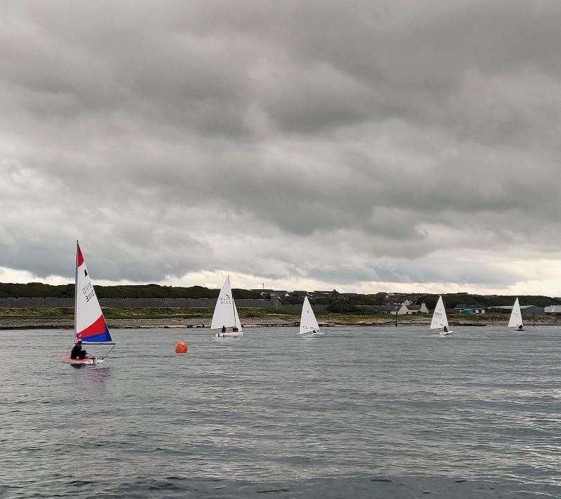 The yachts at the mouth of the River Thurso.