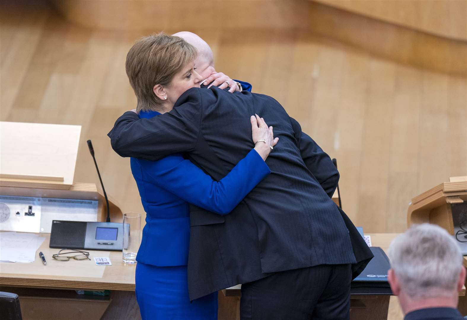 Nicola Sturgeon with Deputy First Minister John Swinney – who also leaves office next week (Jane Barlow/PA)