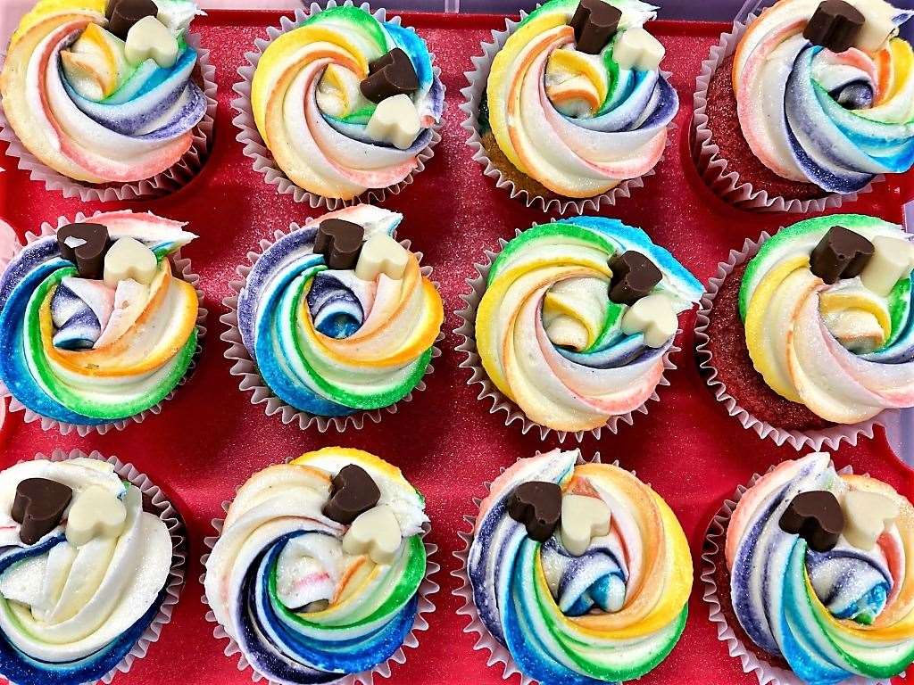 Pride cupcakes donated by fourth year pupil, Iona Simpson.