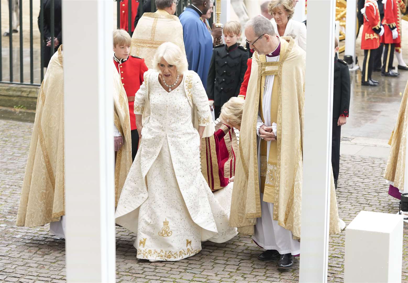 Queen Camilla arriving at Westminster Abbey for the coronation ceremony (Dan Charity/The Sun/PA)