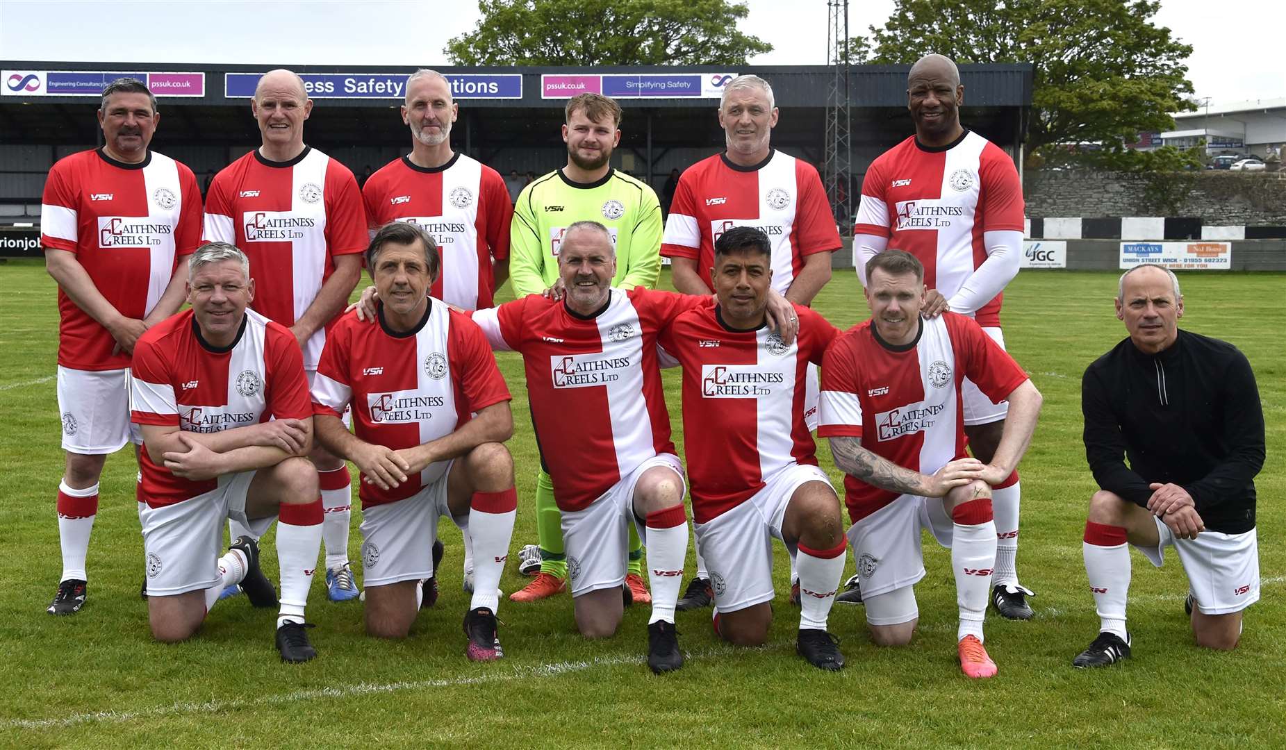 The SPL Legends lining up before Saturday's match at Harmsworth Park. Picture: Mel Roger