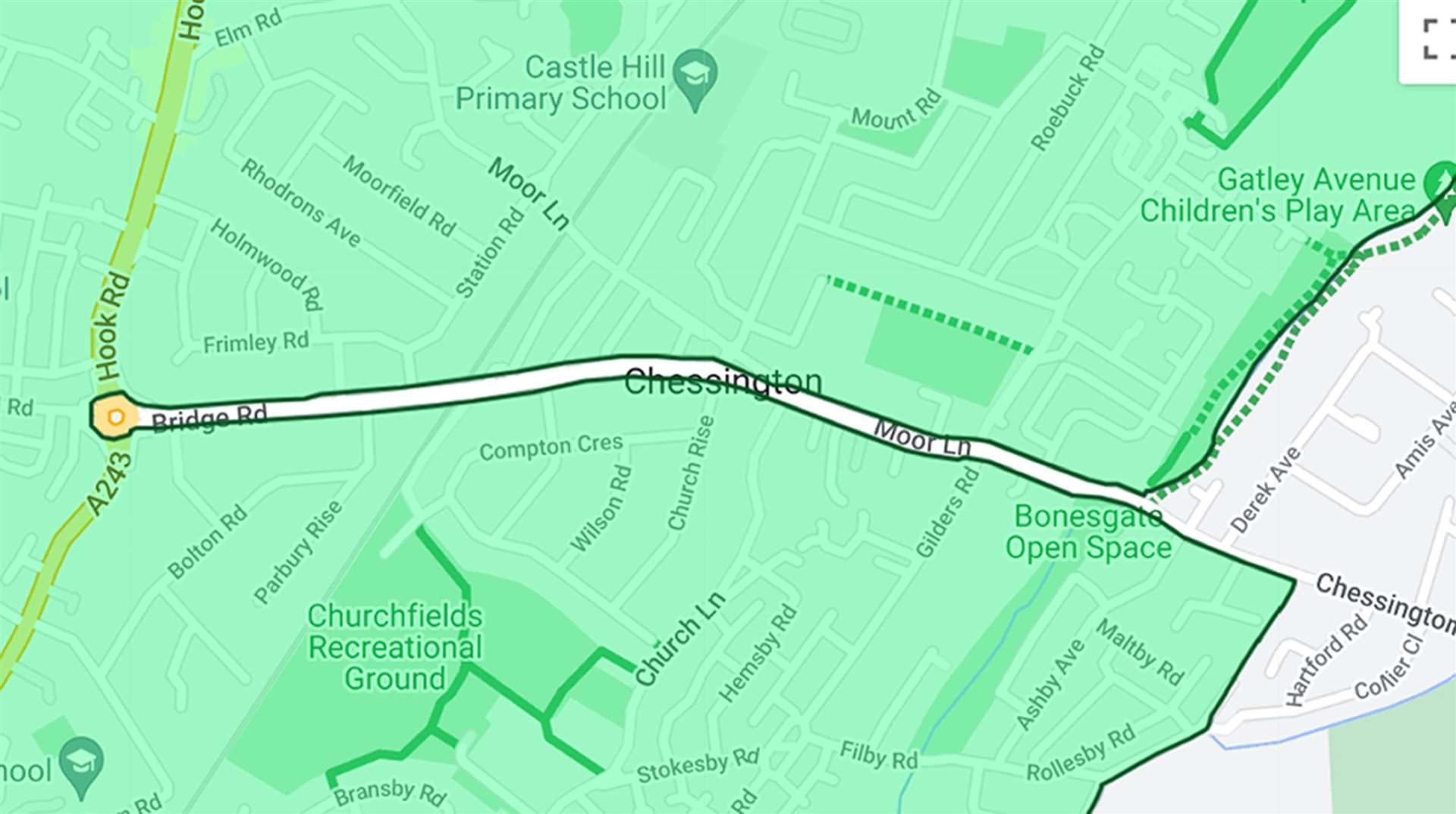 Screengrab of a map posted on the Transport for London website of the expanded Ulez zone in Chessington (PA)