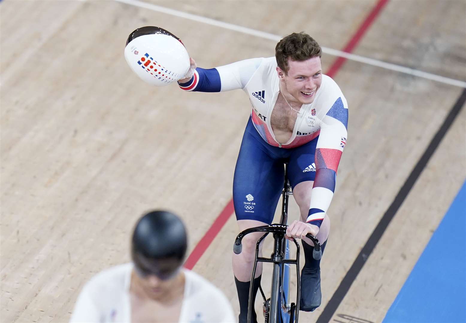 Jack Carlin celebrates his bronze medal win (Danny Lawson/PA)