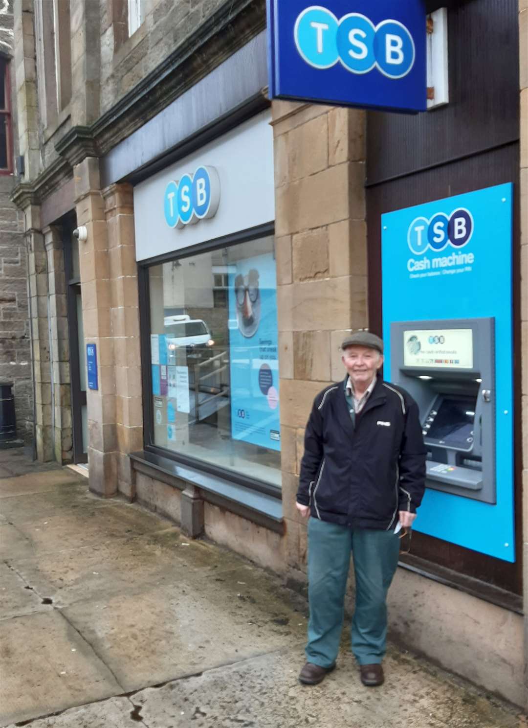 Long-serving TSB customer Dodo Farquhar, from Spittal, outside the Thurso branch which is due to close in April. Picture: Matthew Reiss