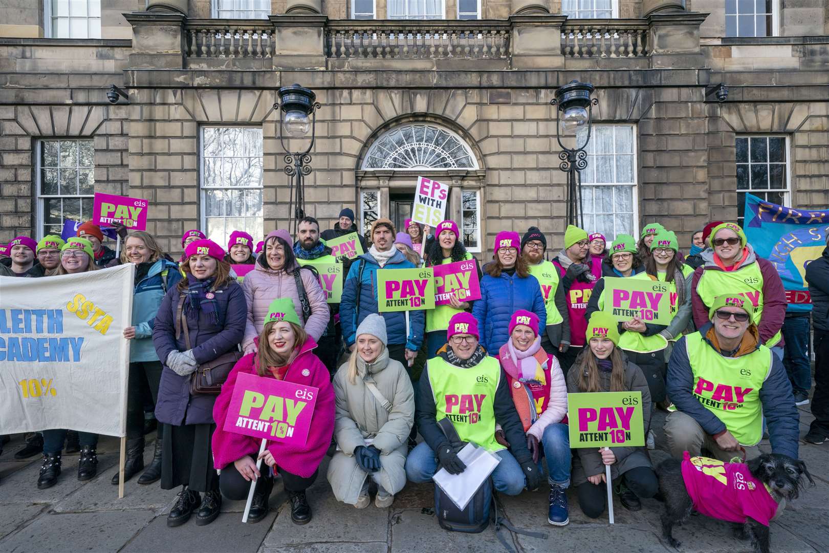 Members of the EIS took their demand for better pay to the door of the First Minister’s residence Bute House during strike action this week (PA)