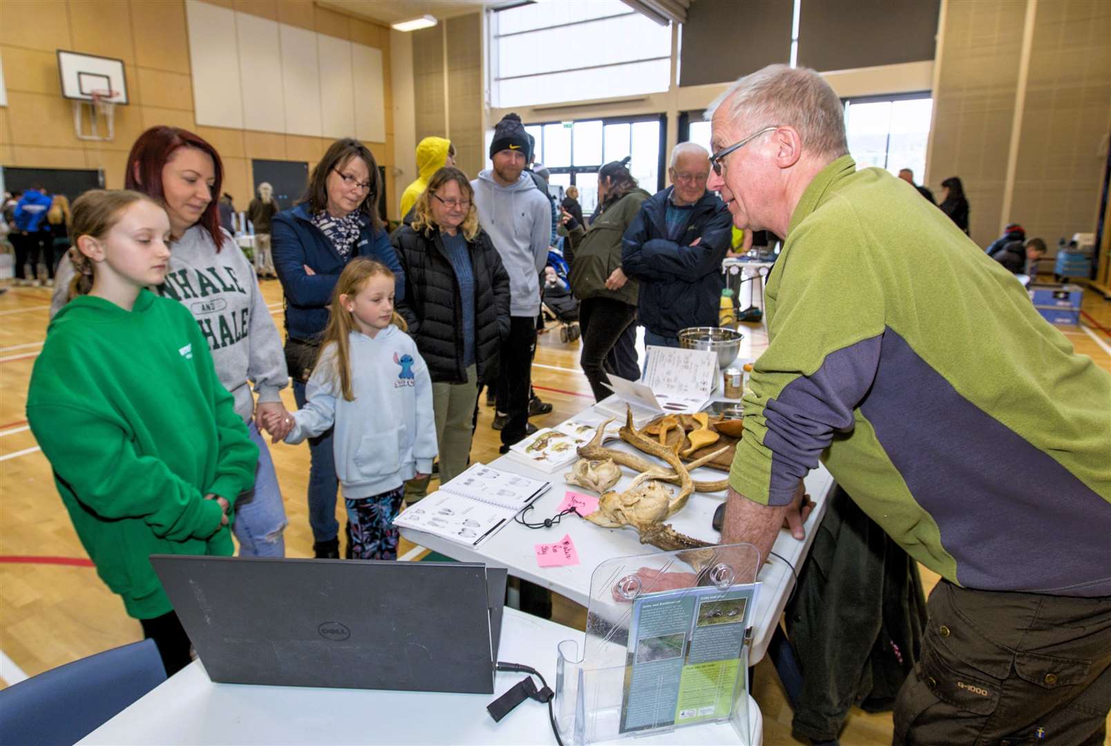 Robert Griffiths from Elgin was kept busy explaining natural history to the visitors on his Bush Craft stand. Photo: Robert MacDonald/Northern Studios
