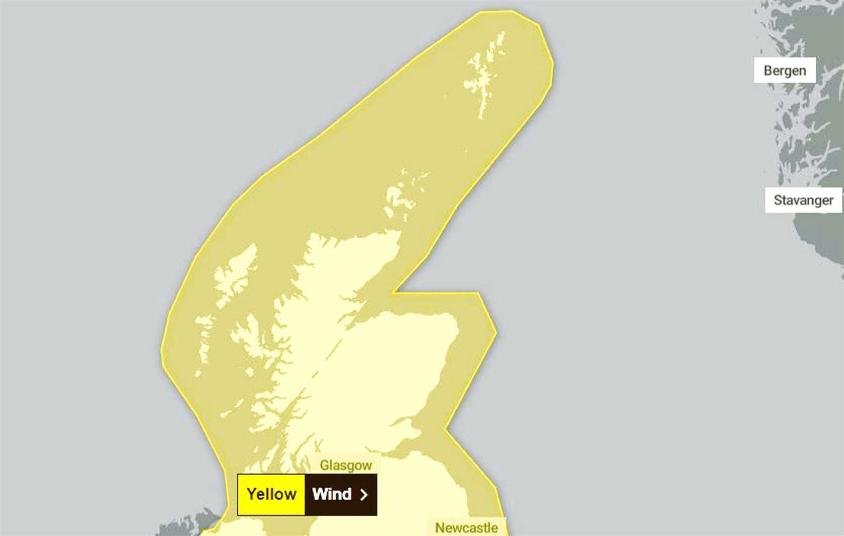 Met Office weather warning for Thursday.