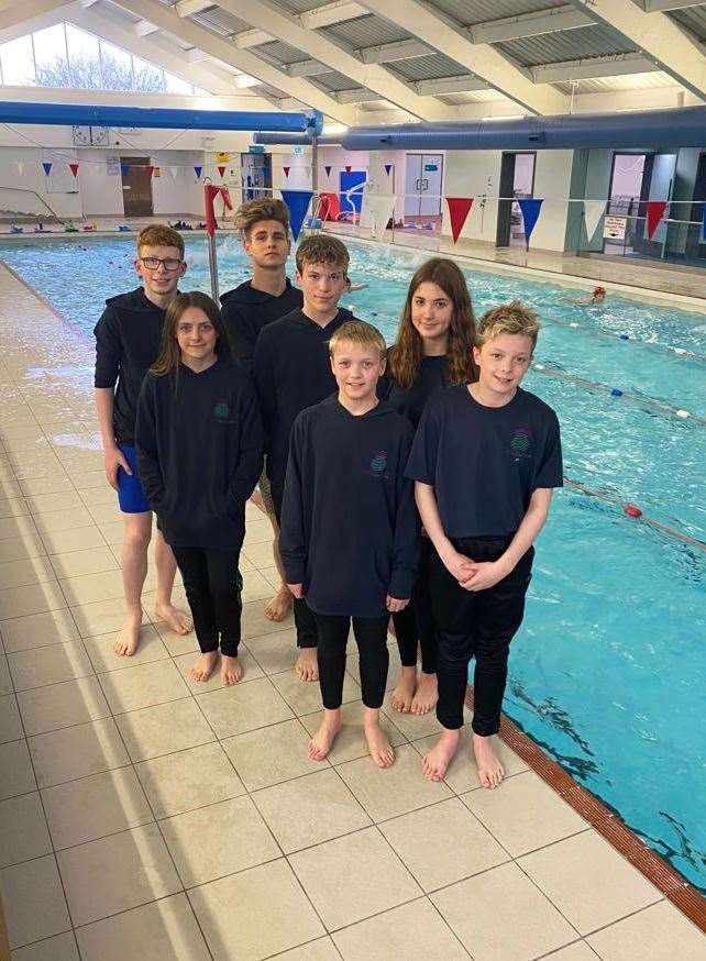 The group of seven Thurso swimmers who competed in the Scottish National Age Group Championships.