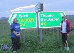 Lorraine Keith and Donna Swanson (right) on their fundraising walk from Thurso to Wick.