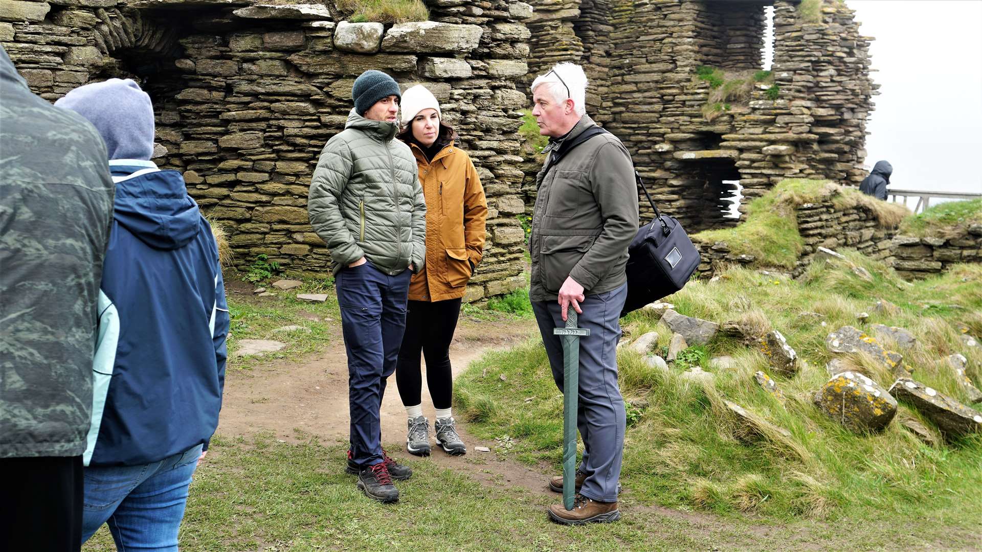 Shawn talks to visitors at the castle about the history and myths surround the ancient edifice. Picture: DGS