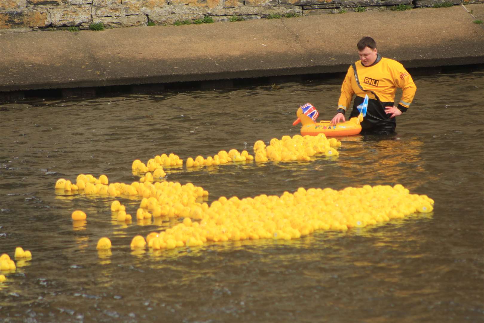 Johnny Grant made sure the ducks kept moving along. Picture: Alan Hendry