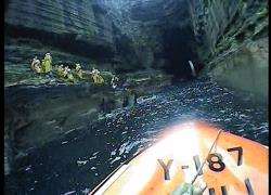 Thurso lifeboat arrived to find the passengers and crew from the ‘NorthCoast Explorer’ had scrambled to safety in the sea cave.