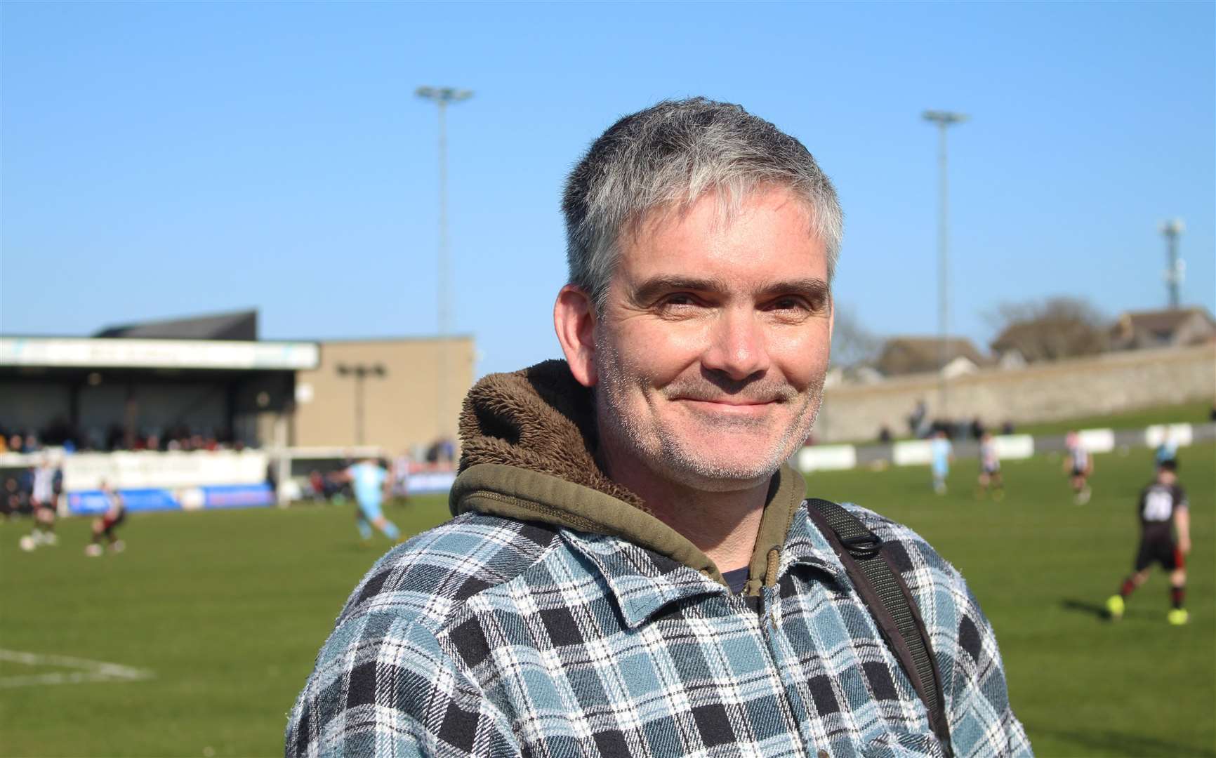Mat Guy, author of From Barcelona to Buckie Thistle, at a Wick Academy v Keith match at Harmsworth Park in April this year. Picture: Alan Hendry