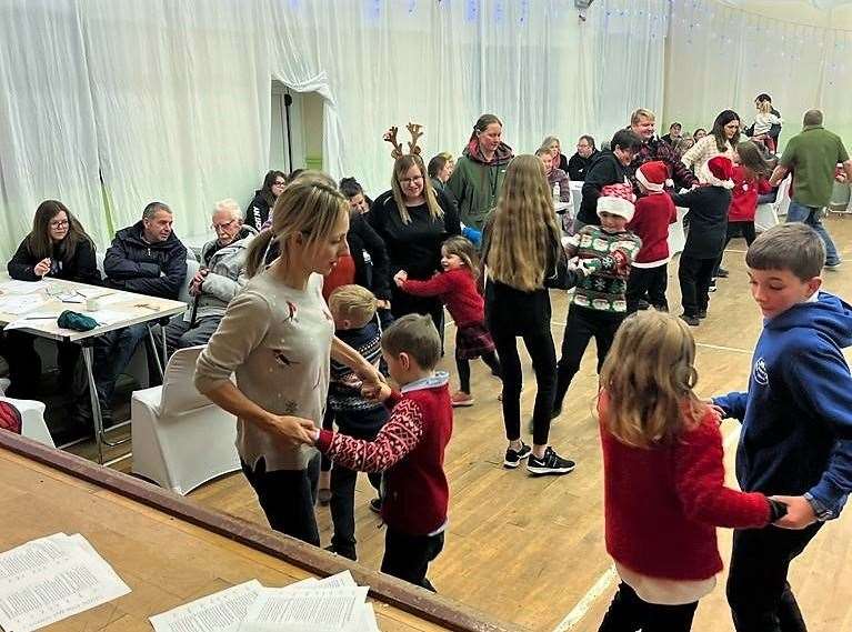 Bower kids and adults have a dance at last month's festive party evening.