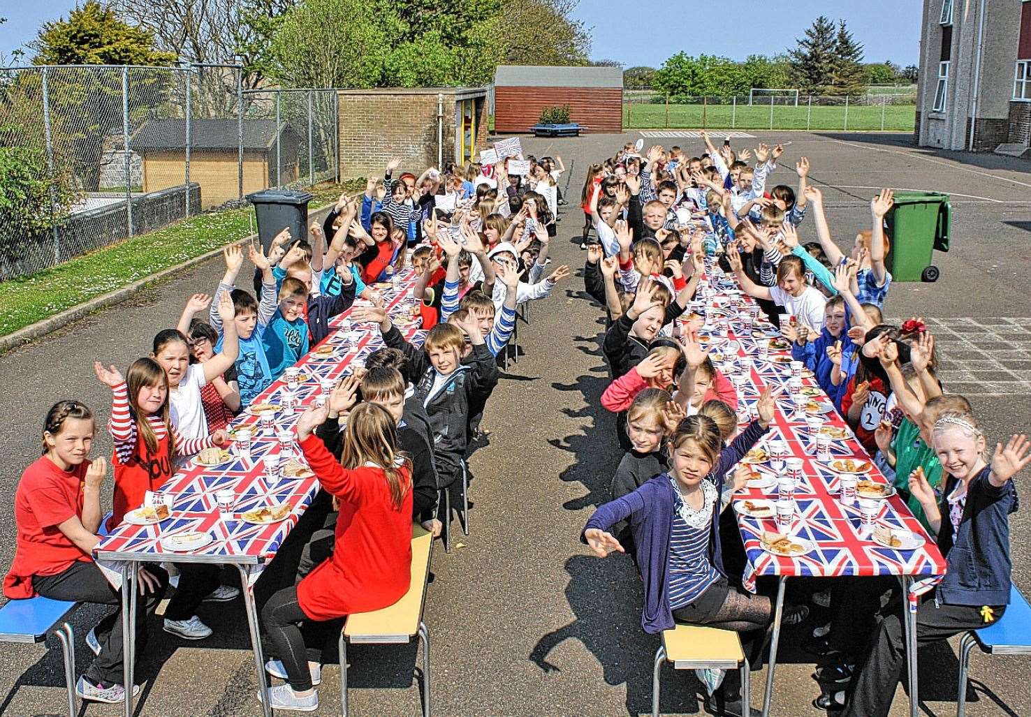 Pupils at Mount Pleasant in Thurso having a royal street party to celebrate the wedding of Prince William and Catherine Middleton this week in 2011.