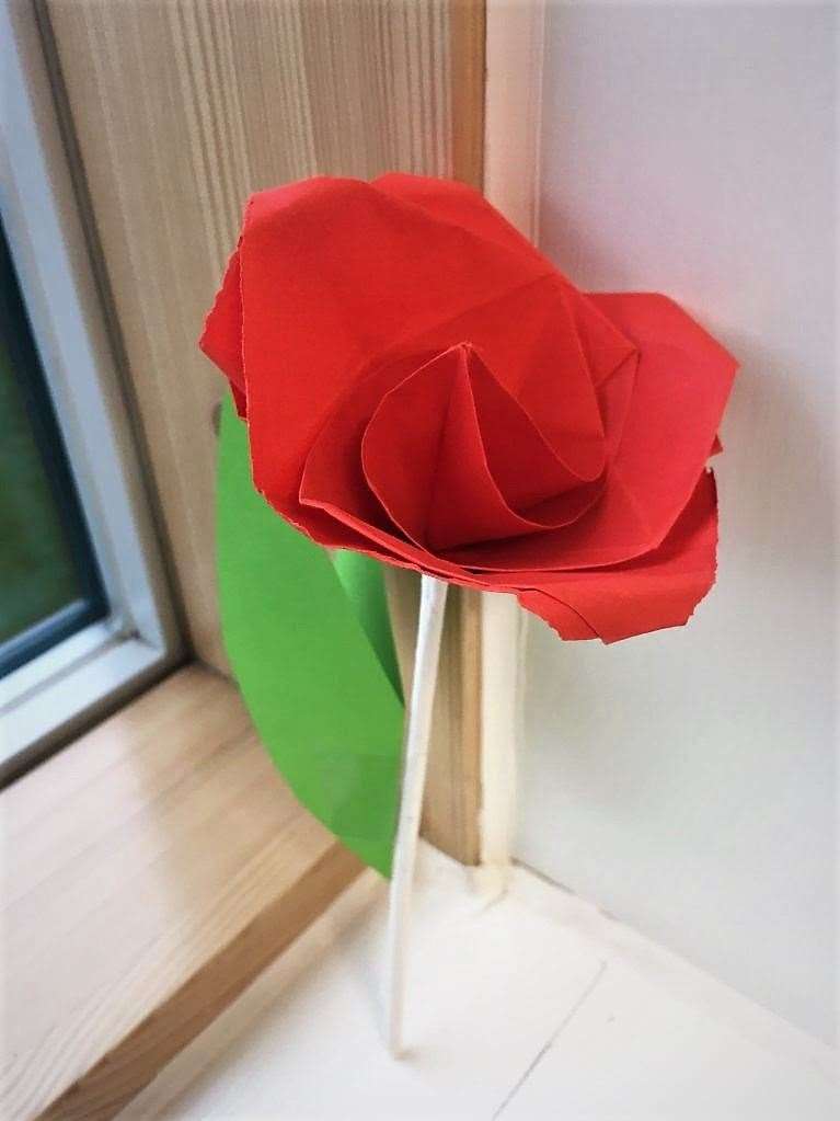 Valentine rose made by the pupils to spread the love.