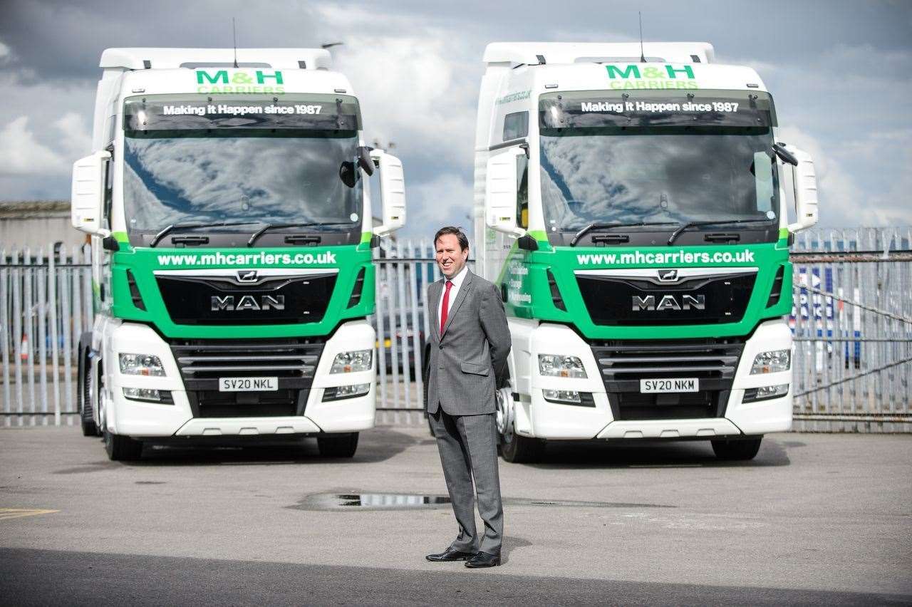 M&H Carriers new managing director Fraser Maclean with some of his fleet.