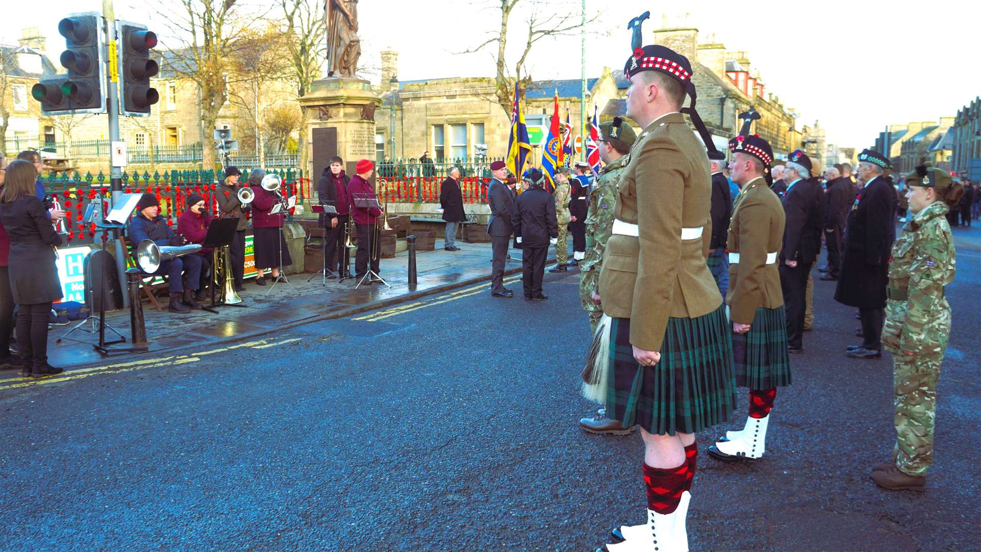 Standing at attention at Thurso's Remembrance Day event on Sunday. Picture: DGS