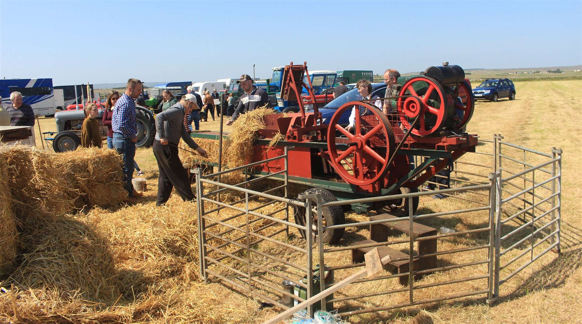 A traditional baling demonstration on the showfield at West Clyth Farm. Picture: Alan Hendry