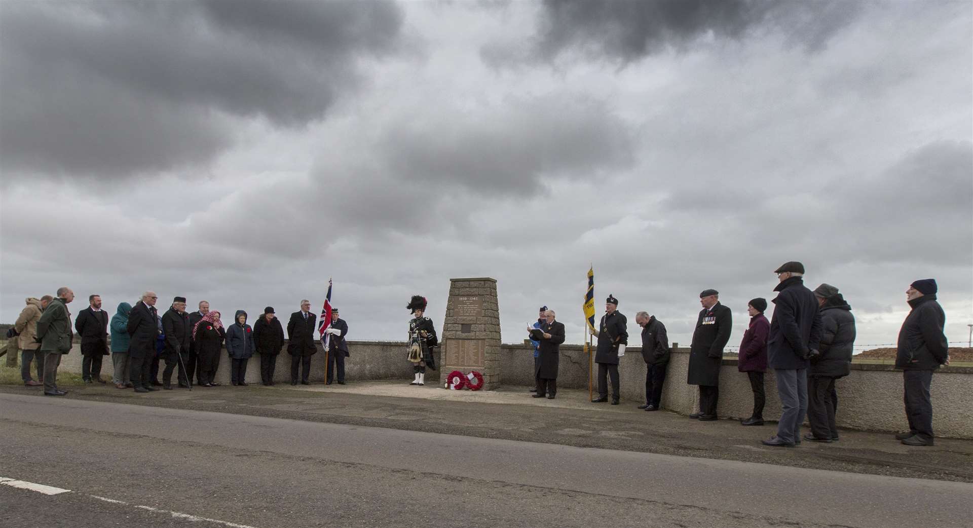 Local members of Royal British Legion Scotland and others at the Skitten memorial last November, marking the 80th anniversary of Operation Freshman. Picture: Robert MacDonald / Northern Studios
