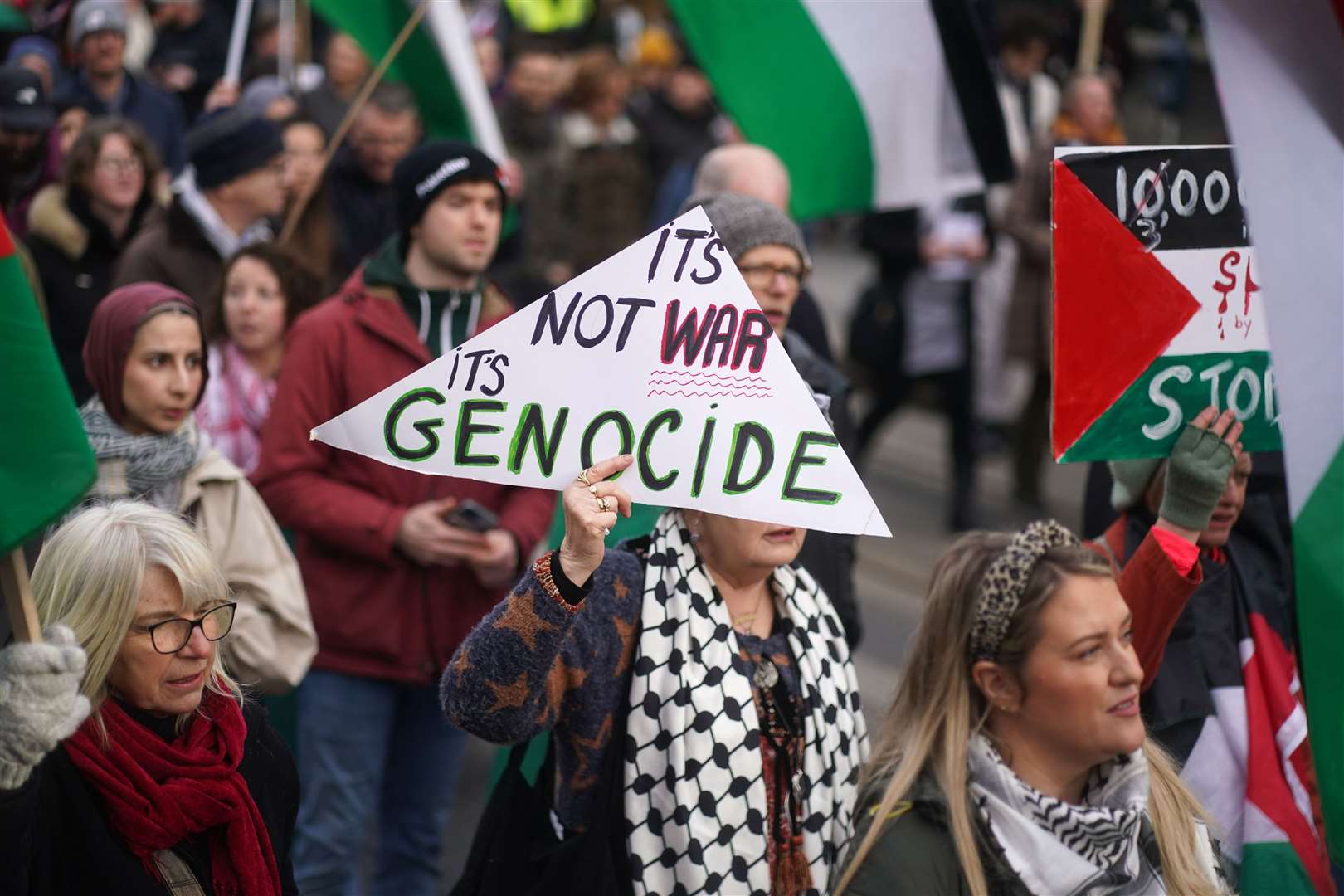 The protest in Dublin heard calls for Ireland to join South Africa’s genocide case against Israel at the International Court of Justice (Brian Lawless/PA)