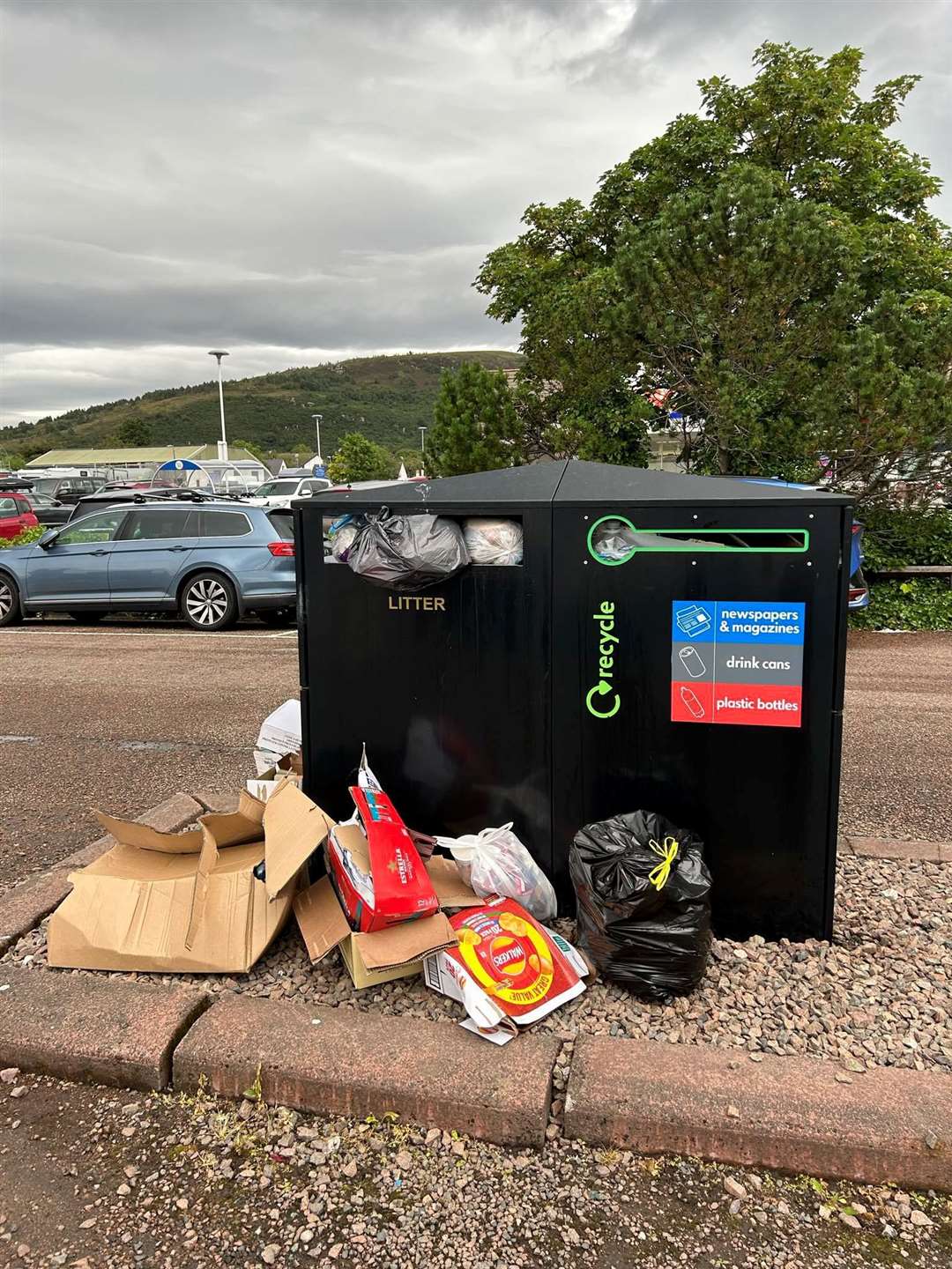 The bins at Latheron Lane car park in Ullapool are often overflowing.