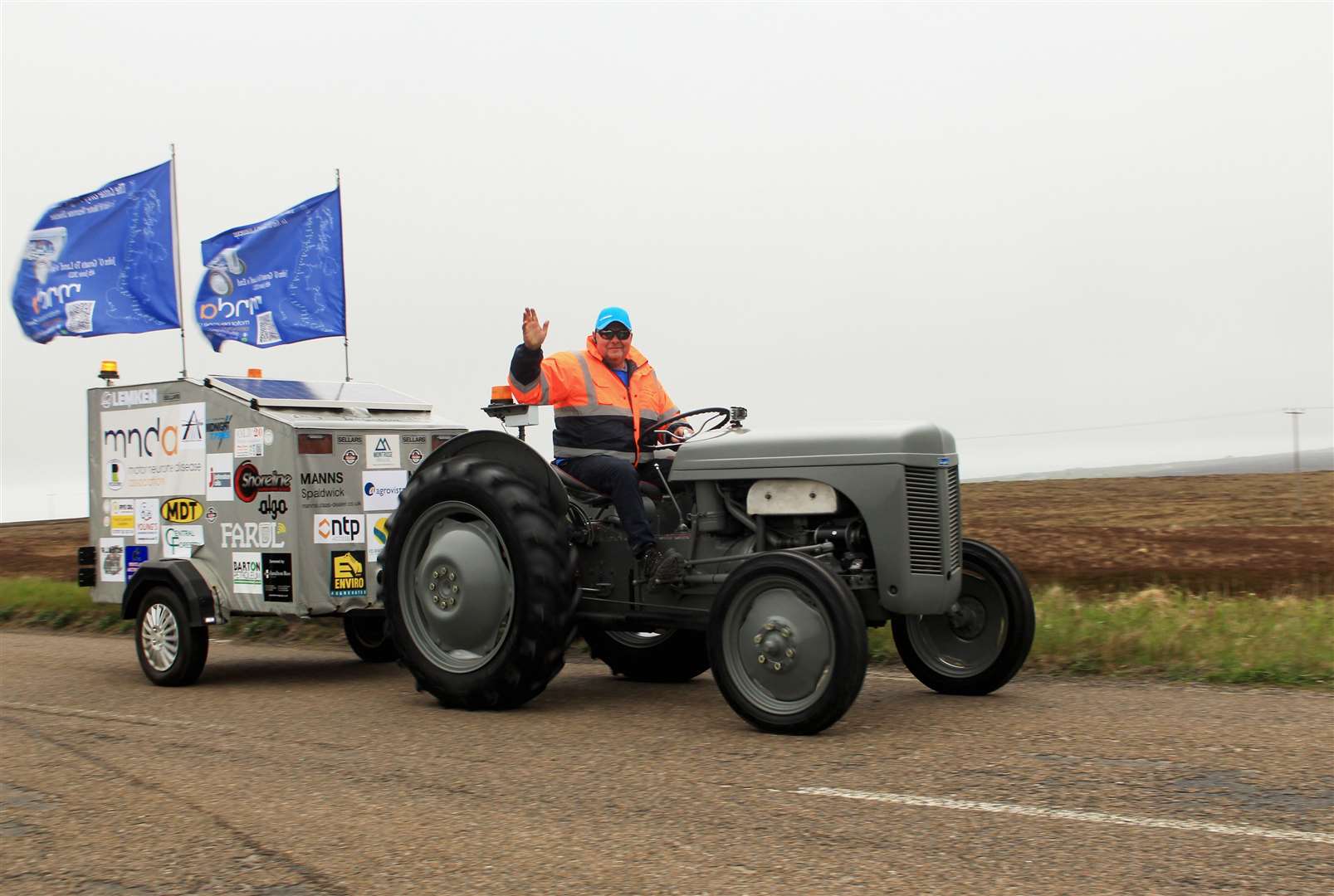 Pete Burdass heading south from John O'Groats on Sunday in his restored 1949 Ferguson TED20.