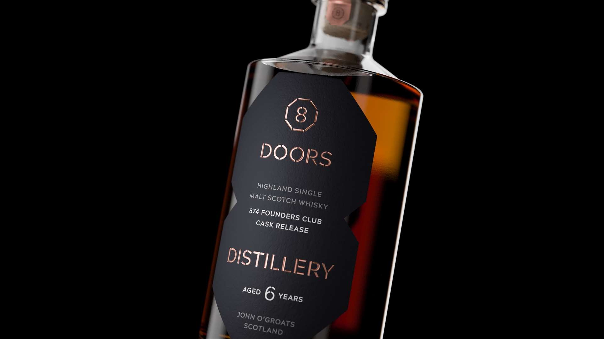 One of the first bottles from the new 8 Doors Distillery.