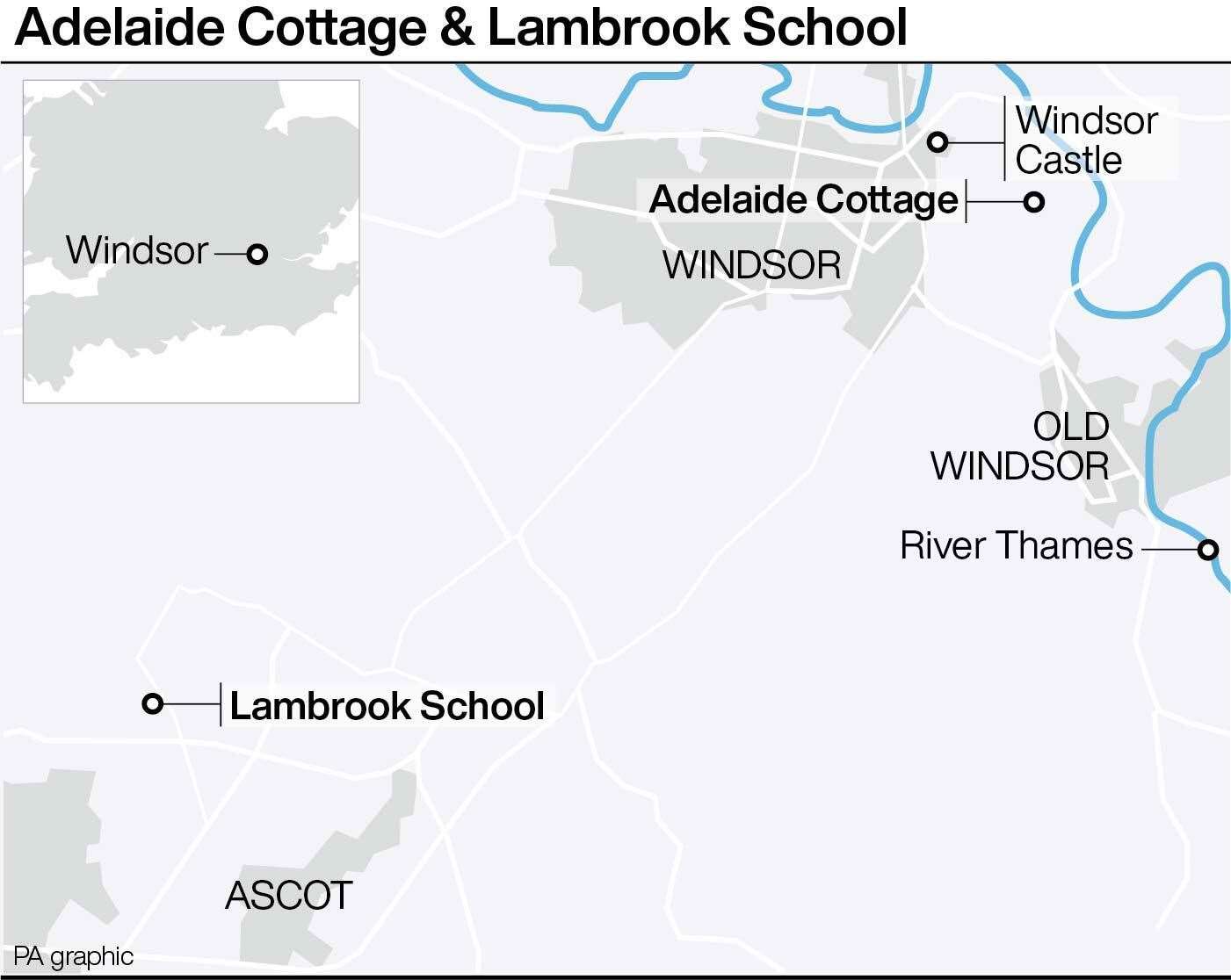 The location of Adelaide Cottage and Lambrook School (PA Graphics/PA)