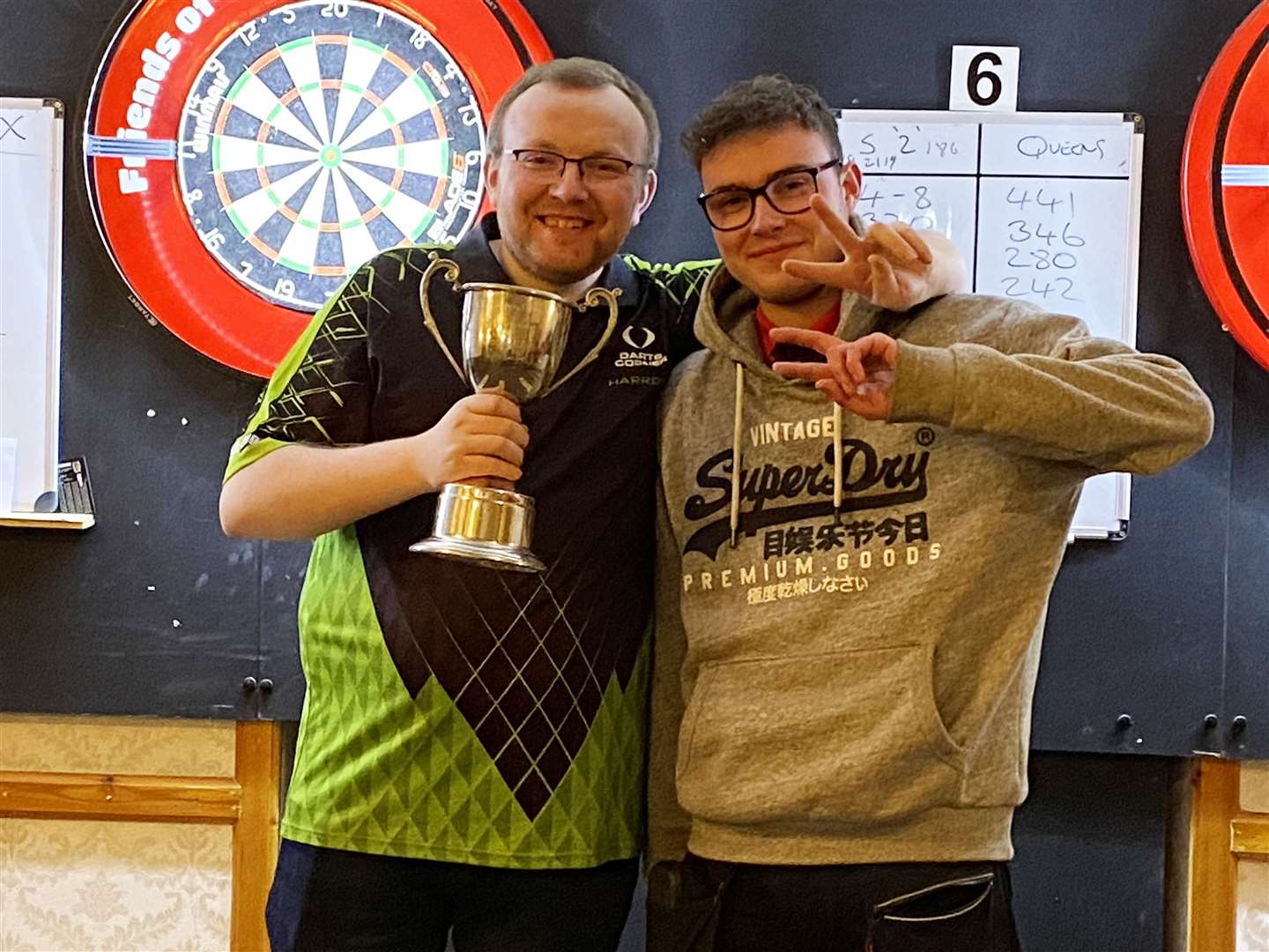 Wick Cup of Darts winners Jordan Oag (left) and Ryan Campbell.