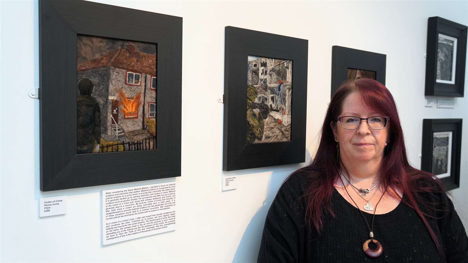 Penny Irvine has a very personal tale to tell with her fibre-based artwork called Victim of Crime. Picture: DGS