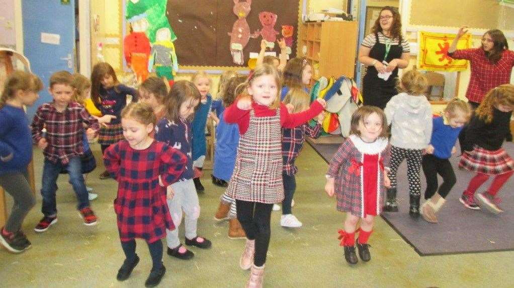 Some of the nursery learners practising their Pas-de-basques.