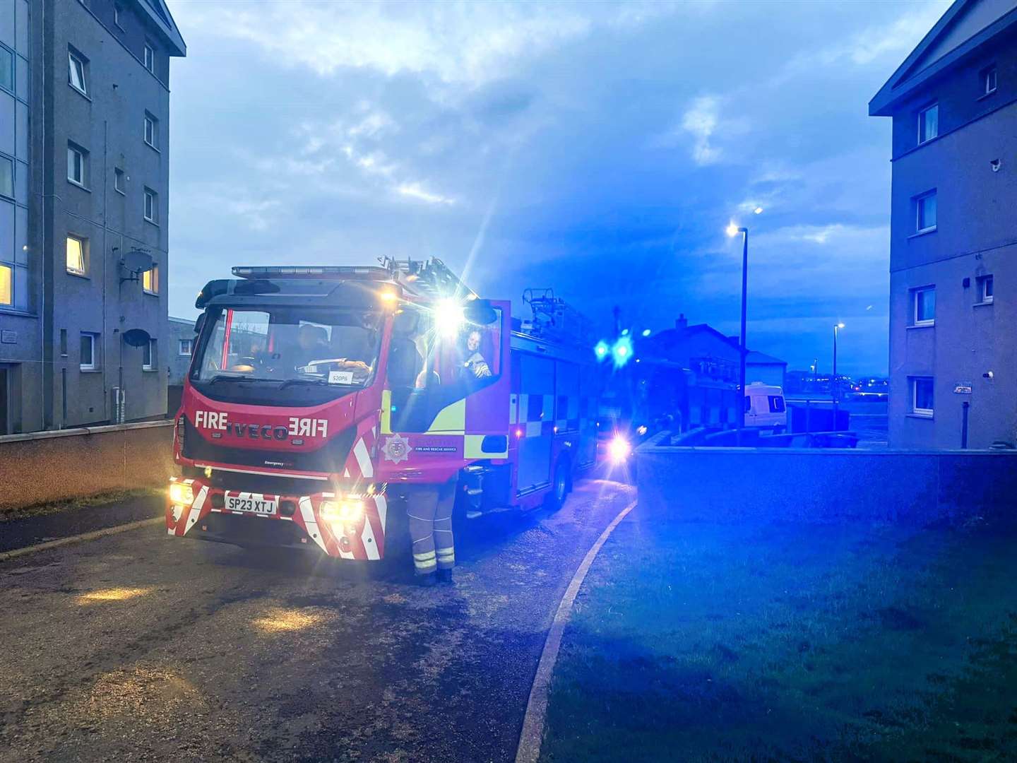 An image of Thurso fire services at Stainland Street last night. Picture: Thurso Community Fire Station