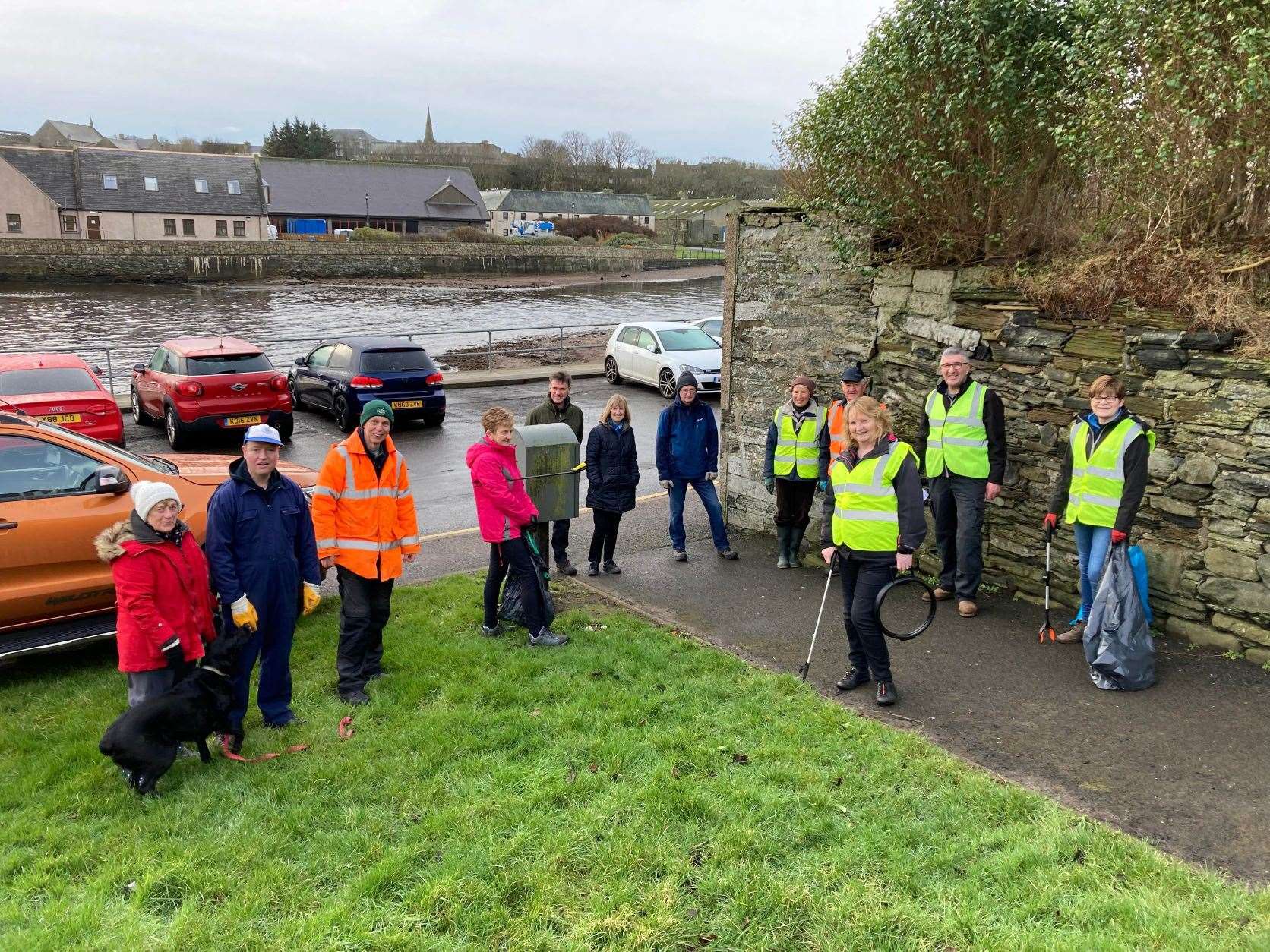 Volunteers from Wick Paths Group at Market Street on Sunday. Litter picks were carried out along various parts of the riverside. Picture: Allan Bruce