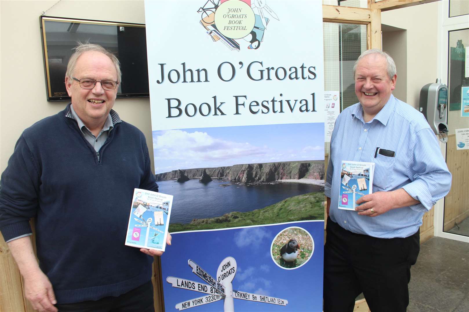 John O’Groats Book Festival organisers Ian Leith and Walter Mowat had plenty to be happy about. Picture: Alan Hendry