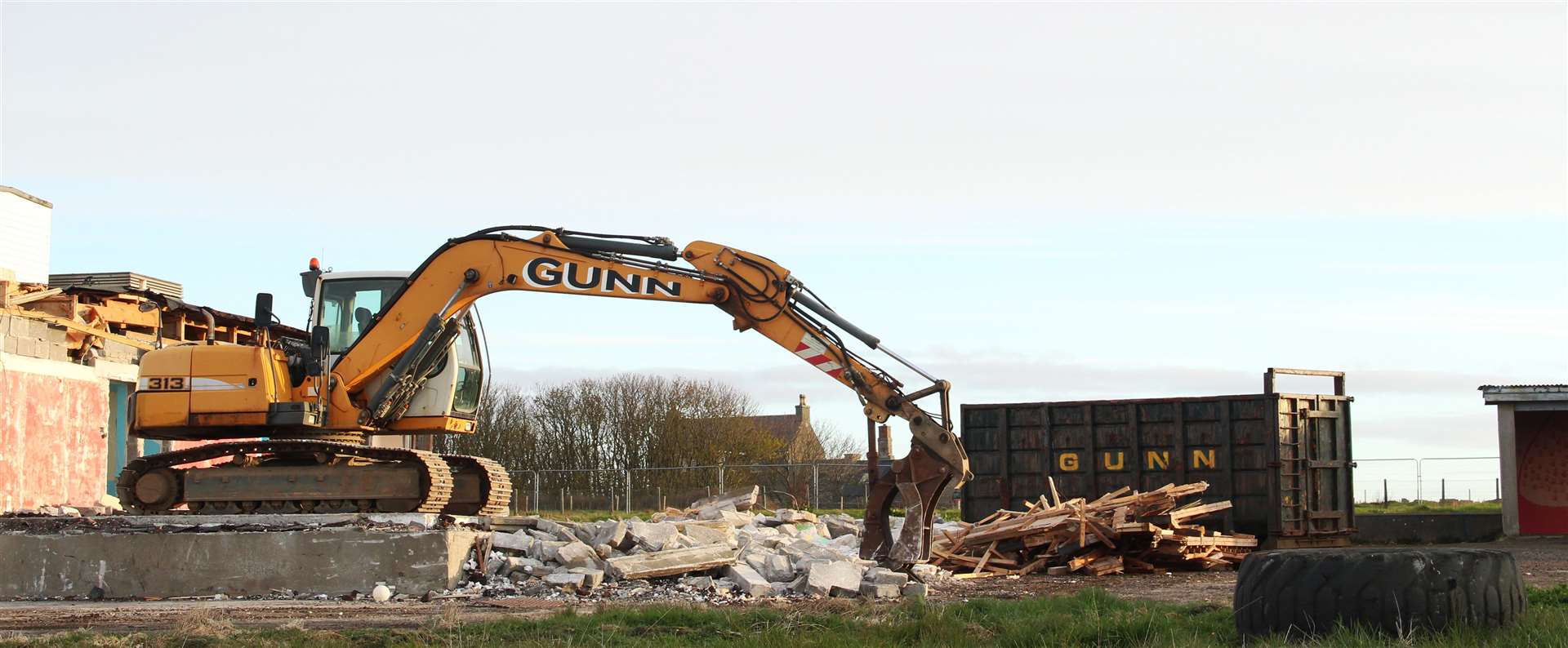 A digger at the site before work resumed on Thursday.