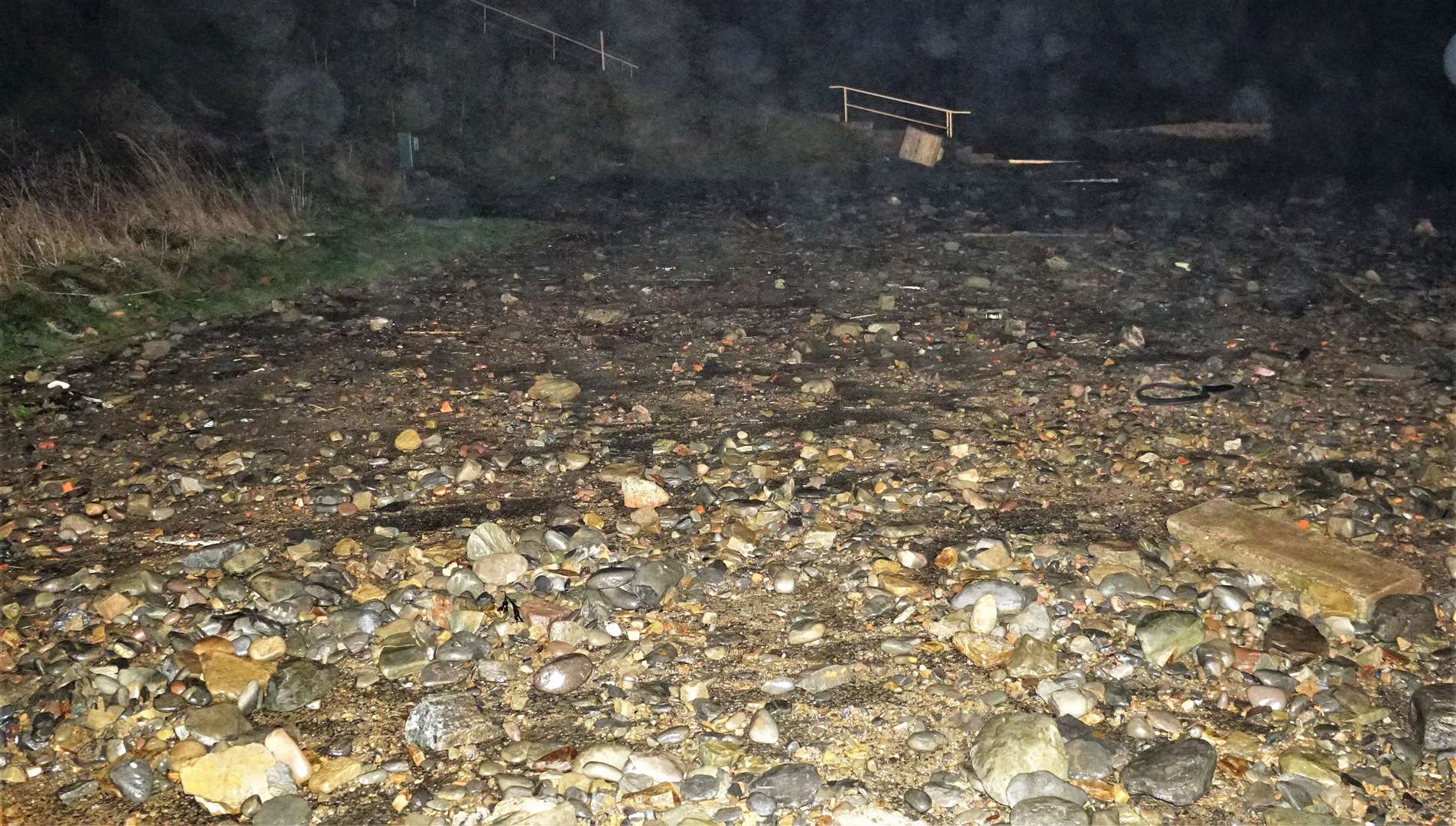 Stones have been thrown up on to the path leading to the North baths in Wick. Pictures: DGS