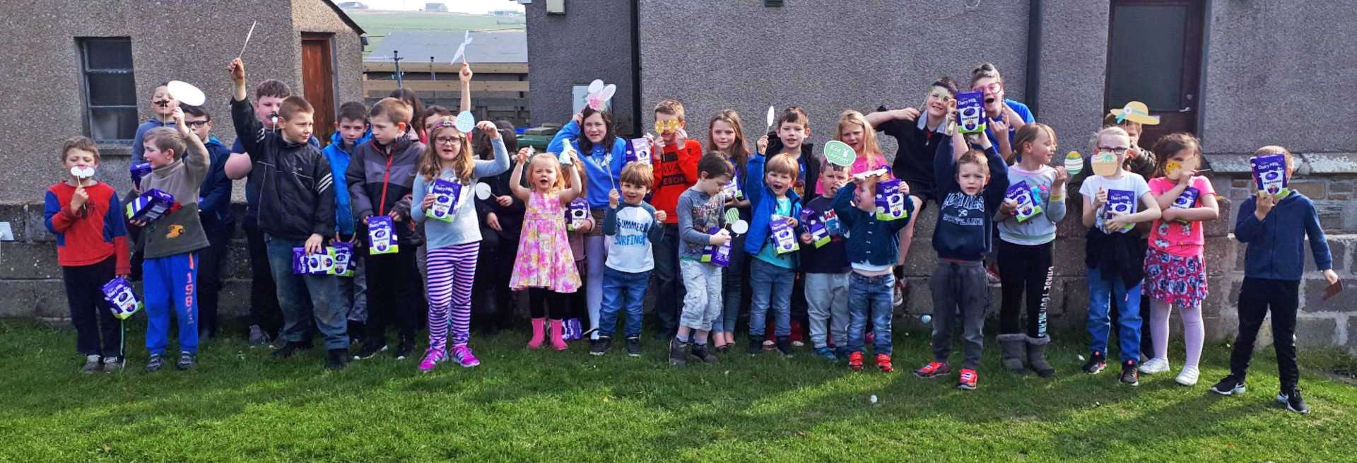 Some of the children who joined in an Easter Egg hunt.