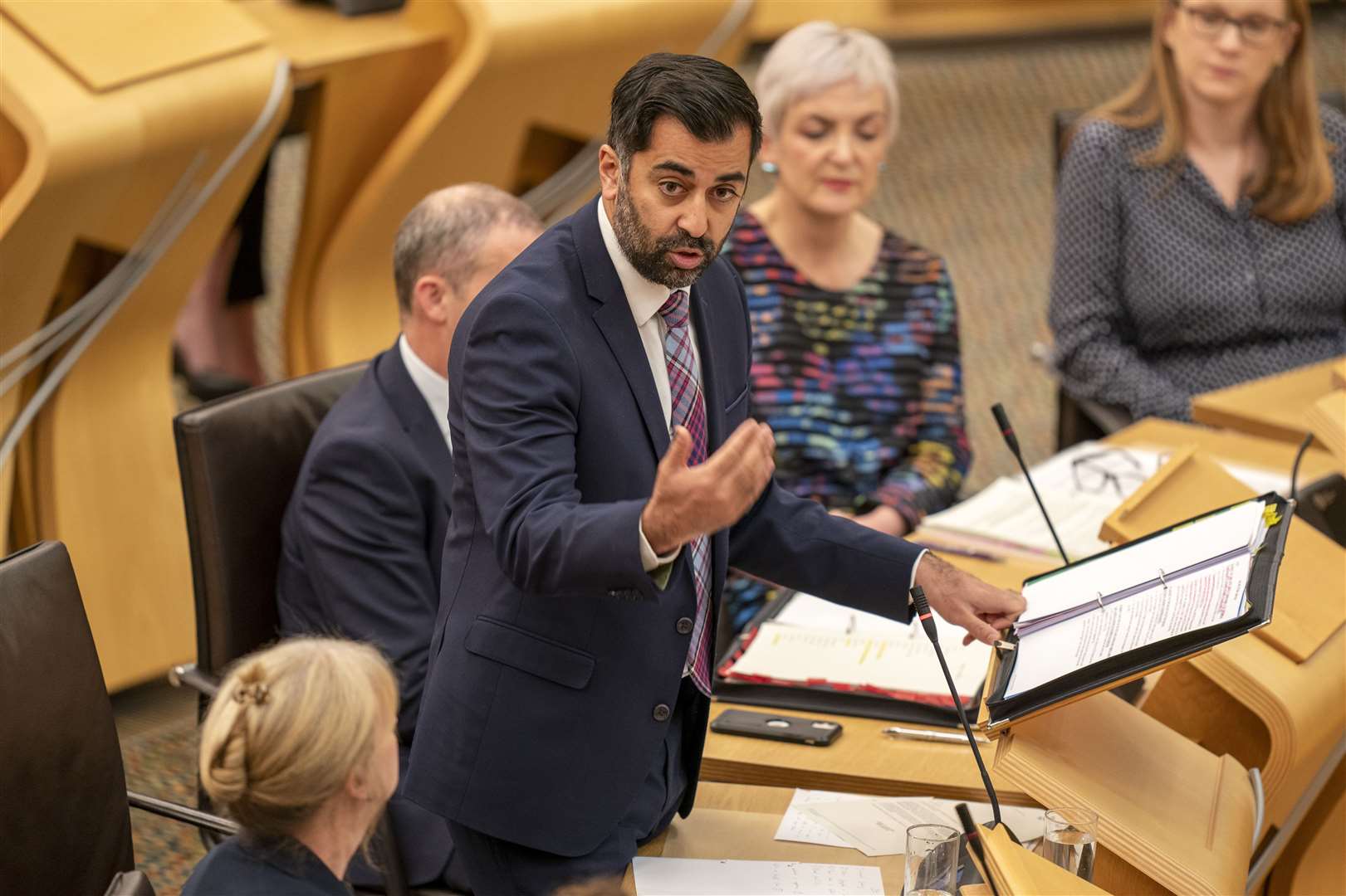 Humza Yousaf was challenged over the WhatsApp messages during FMQs on Thursday (Jane Barlow/PA)