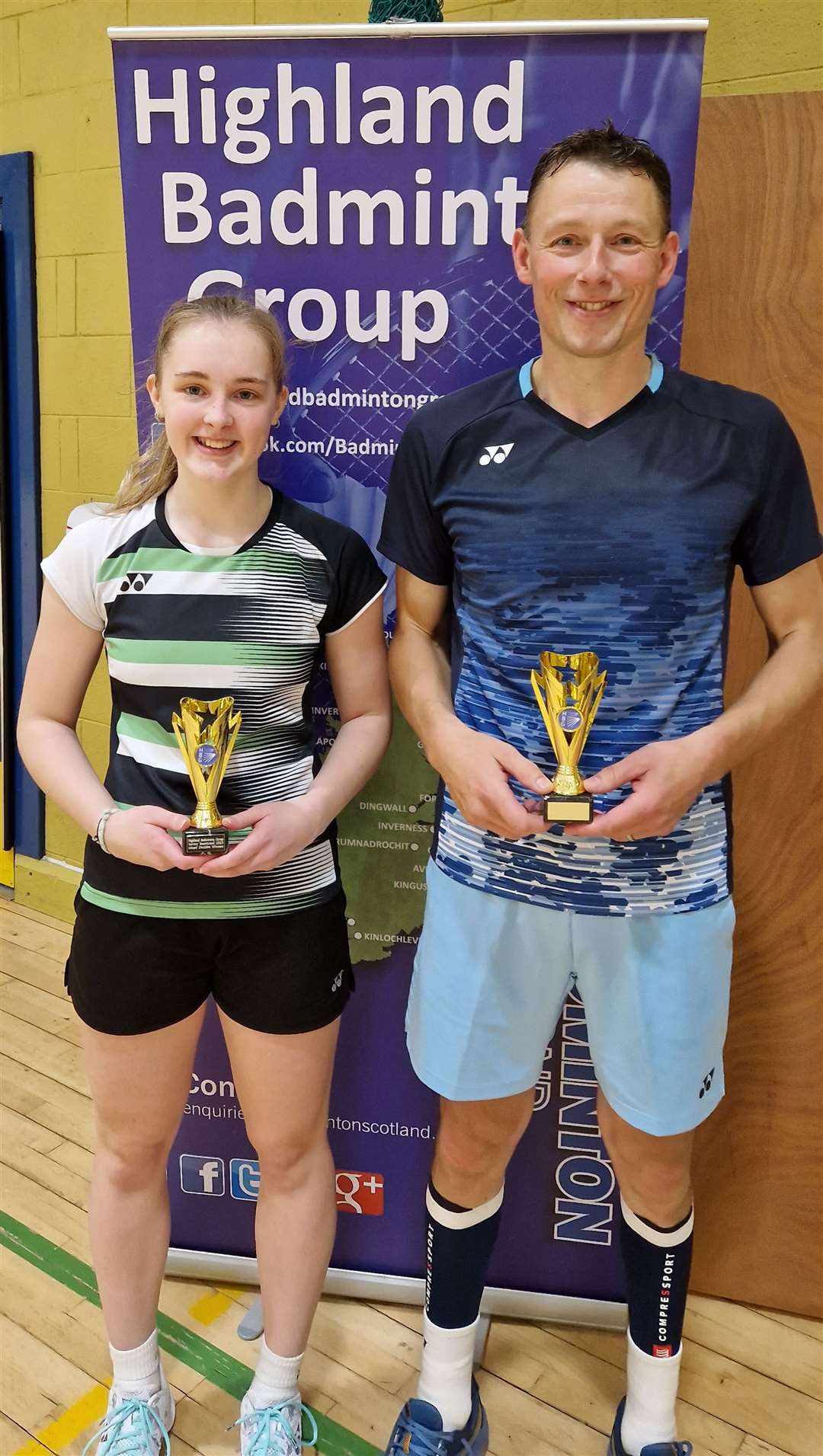 Mixed doubles winners Shannon Leslie and Mark Mackay.