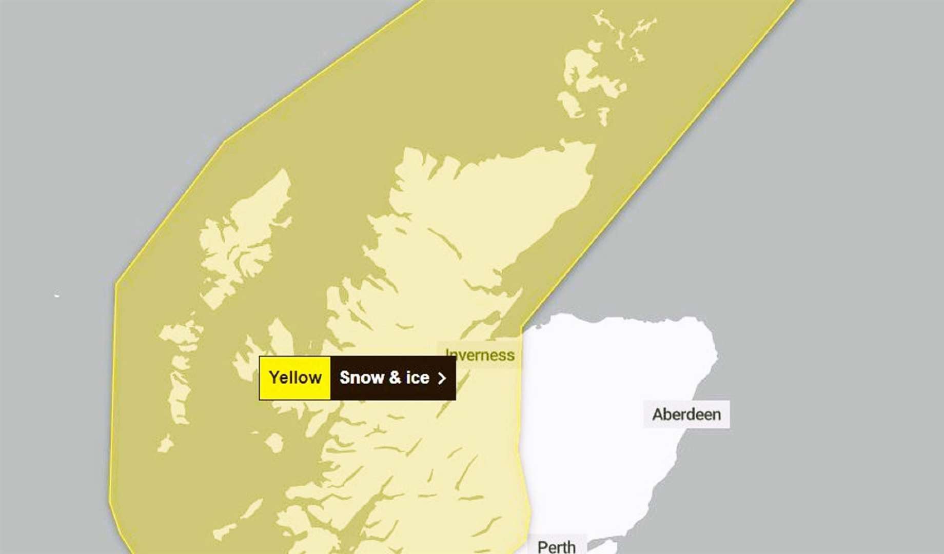 Met Office warning of snow and ice.